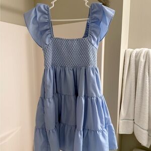 Blue Ruffled Smocked Dress